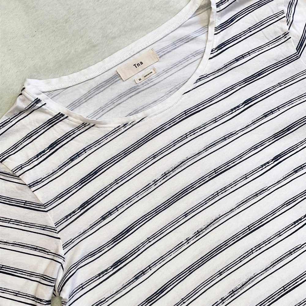 Aritzia TNA white striped oversized t-shirt